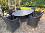 Graniet dining tuintafel ovaal - 240x120 cm, Tuin en Terras, Tuinsets en Loungesets, Ophalen, Gebruikt, 6 zitplaatsen, Aluminium