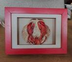 Lijst met schelp  en lobster kreeft rood linnen handmade, Minder dan 50 cm, Ophalen of Verzenden, Zo goed als nieuw, Minder dan 50 cm