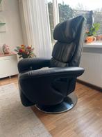 Mooie zwarte lederen relaxstoel, Huis en Inrichting, Fauteuils, Ophalen, Zo goed als nieuw, Leer, 75 tot 100 cm