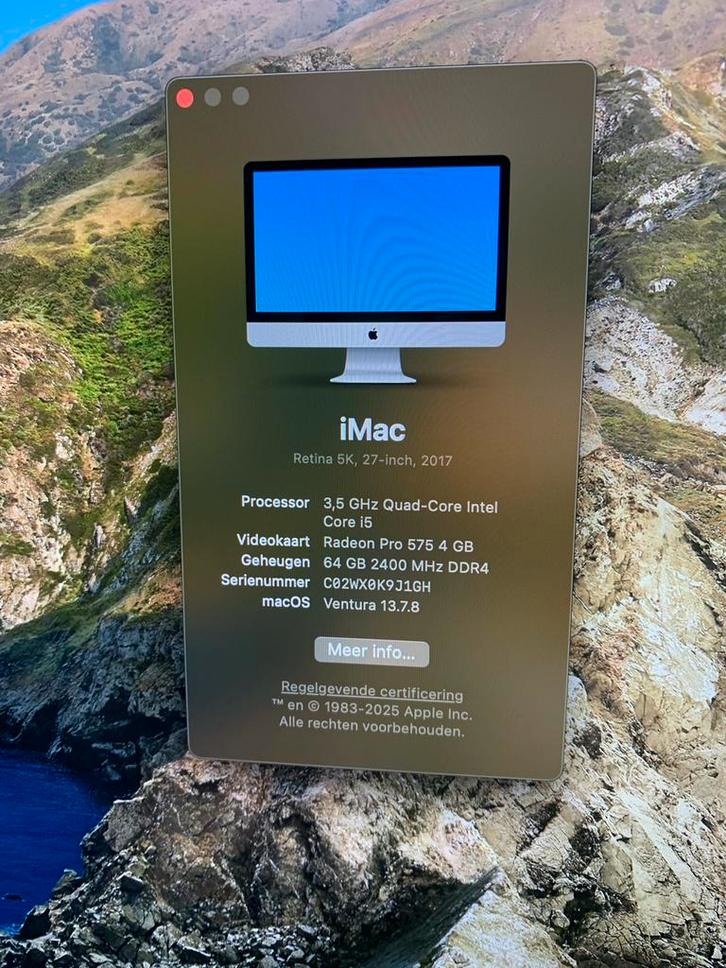 iMac 27 inch 2017 - Topstaat!, Computers en Software, Apple Desktops, Zo goed als nieuw, iMac, Onbekend, 3 tot 4 Ghz, 64 GB of meer