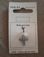 leuke navelpiercing kruis met blauwe steentjes, Sieraden, Tassen en Uiterlijk, Piercings, Verzenden, Nieuw, Staal, Oor- of Traguspiercing