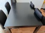 Eettafel met stoelen uitschuifbaar 84x140-200x75 lxbxh, Ophalen, Gebruikt, 150 tot 200 cm, Vier personen