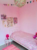 Wit metalen meisjes bed 1 persoons, Kinderen en Baby's, Kinderkamer | Bedden, Ophalen, 85 tot 100 cm, Gebruikt, Lattenbodem