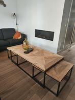Teakhout tafel set 3 delig., Huis en Inrichting, Ophalen, 50 tot 100 cm, Zo goed als nieuw, Minder dan 50 cm