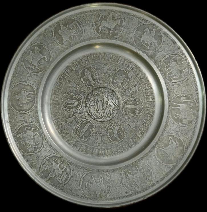 Tinnen bord 40 cm, Antiek en Kunst, Antiek | Tin, Ophalen of Verzenden