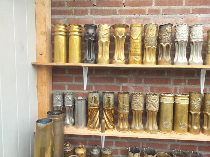 Grote Collectie Bewerkt Granaathulzen/Obussen, Antiek en Kunst, Antiek | Overige Antiek, Ophalen