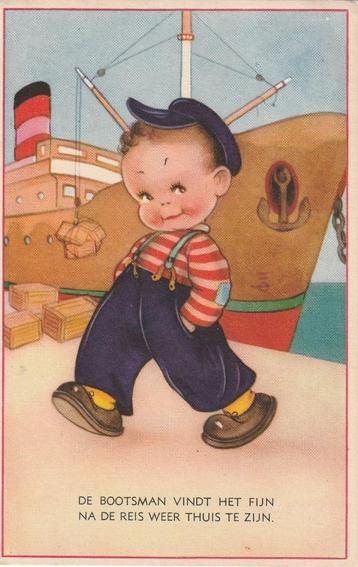 JONGEN BOOT RIJM UIT 1951 ZEER MOOIE OUDE KAART KJ385 beschikbaar voor biedingen