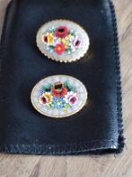 Vintage emaille / goudverguld Broches - Bloemmotief  Italië, Ophalen of Verzenden, Overige materialen