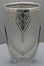 Art Deco glas vaas met Sterling zilver overlay, Ophalen of Verzenden
