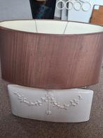 Brocante ovale tafellamp bruin met beige 39x49 cm, Ophalen, Zo goed als nieuw, Bruin, Ovaal