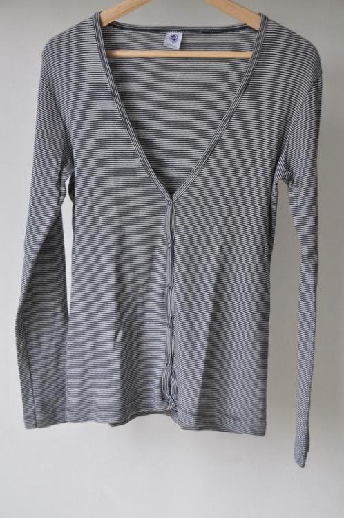 Petit Bateau vestje maat L smalle streepjes blauw wit, Kleding | Dames, Truien en Vesten, Zo goed als nieuw, Maat 42/44 (L), Blauw