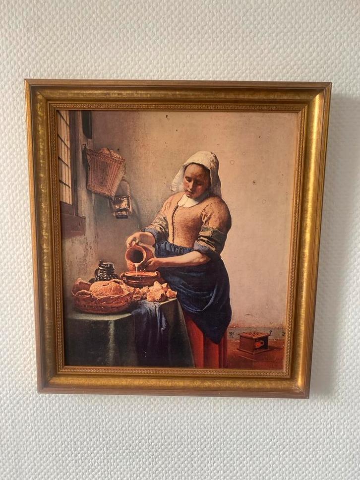 Vermeer - Het Melkmeisje Reproductie Ingelijst Klassiek Kuns, Antiek en Kunst, Kunst | Schilderijen | Klassiek, Ophalen of Verzenden
