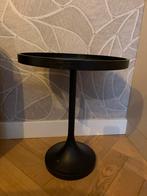 Bijzettafel zuiver jason zwart hout staal, 45 tot 60 cm, Minder dan 55 cm, Rond, Ophalen of Verzenden