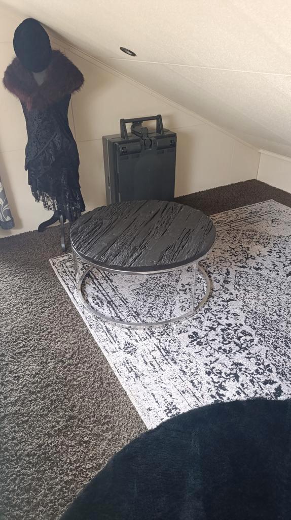 Driftwood Salontafel Chromen Onderstel Ø75cm, Huis en Inrichting, Tafels | Salontafels, Gebruikt, Minder dan 50 cm, 50 tot 100 cm