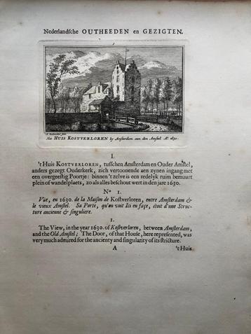 Nr 001 / Kostverloren bij Amsterdam Kopergravure uit 1725 beschikbaar voor biedingen