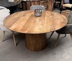 Magazijn Leegverkoop Ronde eettafel mangohout conische poot, Nieuw, Ophalen of Verzenden, Info@wkhome.nl, Argonweg 20 Amersfoort