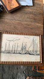 Mooie tekening van botters, Antiek en Kunst, Kunst | Tekeningen en Foto's, Ophalen of Verzenden