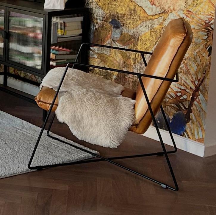 Cognac leren fauteuil stoel te koop in zeer nette staat, Huis en Inrichting, Stoelen, Zo goed als nieuw, Eén, Leer, Bruin, Ophalen