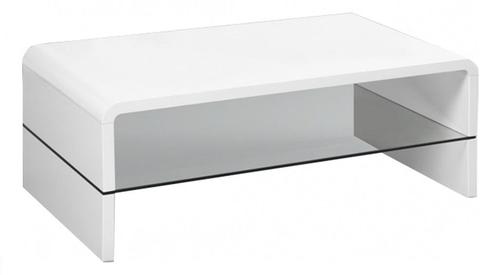 VOORRAAD Design salontafel Hoogglans Wit met glas NIEUW, Huis en Inrichting, Tafels | Salontafels, Nieuw, Minder dan 50 cm, 50 tot 100 cm