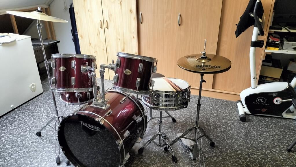 Drumstel Thunder compleet, Muziek en Instrumenten, Ophalen, Gebruikt, Overige merken