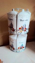 Vintage Kruidenrek met Keramieke Potjes, Antiek en Kunst, Ophalen of Verzenden