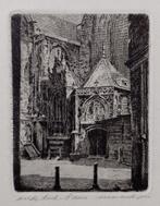 Maarten Langbroek ets Oude Kerk Amsterdam, Antiek en Kunst, Ophalen of Verzenden