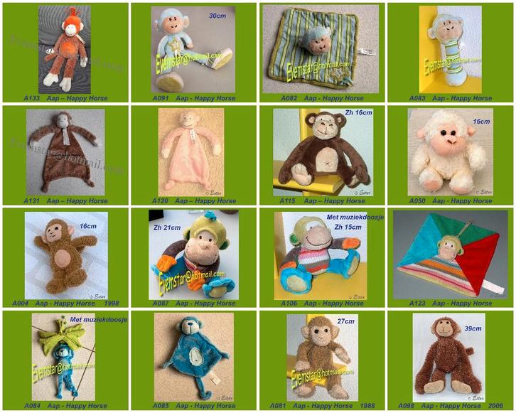 aap aapje Happy Horse Hema H&M Evora Unitoys ea merken, Kinderen en Baby's, Speelgoed | Knuffels en Pluche, Zo goed als nieuw