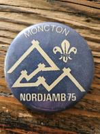 Scouting button Nordjamb 75 World Jamboree, Verzamelen, Scouting, Ophalen of Verzenden, Gebruikt, Embleem, Speld of Insigne