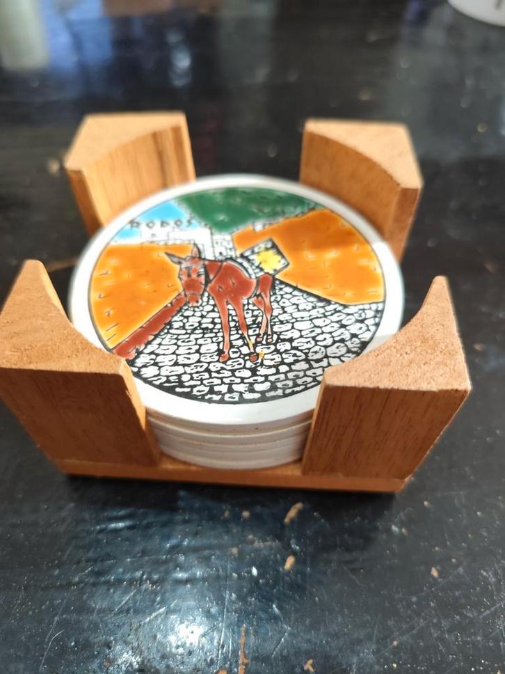 Rhodos Onderzetters met Ezel Motief, Huis en Inrichting, Woonaccessoires | Onderzetters, Gebruikt, Glas of Kopje, Ophalen of Verzenden