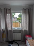 Gordijnen grijs/beige met roedes erbij zie fotos, Ophalen, Zo goed als nieuw, Grijs, 200 cm of meer