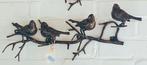 4 VOGELS OP TAK / BRONS / WANDHANGER / horizontaal, Dierenbeeld, Nieuw, Info@huisentuindecoratiemarie.nl, Huis en tuin decoratie marie