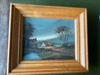 Mooi ingelijst schilderij olieverf 41x35cm, Ophalen of Verzenden