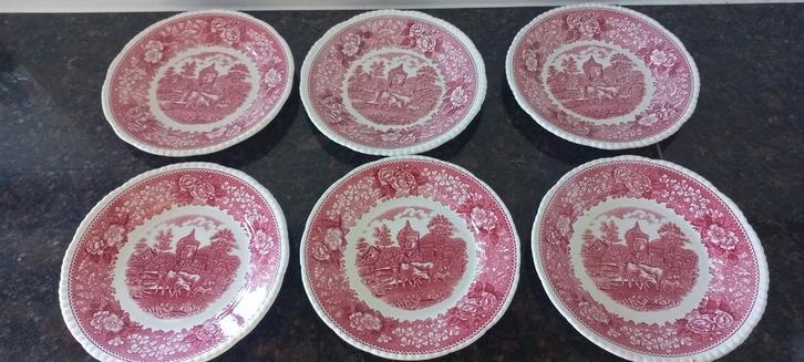 Adams English Scenic Gebaksbordjes - 6 stuks, Huis en Inrichting, Keuken | Servies, Gebruikt, Bord(en), Overige stijlen, Aardewerk