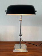Vintage notarislamp zilver/chroom zwart glazen kap retro, Huis en Inrichting, Ophalen of Verzenden, Zo goed als nieuw, Minder dan 50 cm
