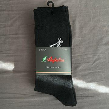Australian sokken 5-pack 43-46 dressed zwart effen (nieuw)