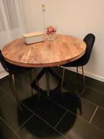 Ronde mango houten eettafel, Ophalen, 100 tot 150 cm, Rond, Zo goed als nieuw