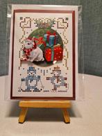 Kaartje hobbydots sparkles kerst wit konijntje met pakjes, Ophalen of Verzenden, Nieuw, Kerst