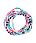 H&M set 6 elastische boho armbanden kralen roze blauw lila, Overige materialen, Met edelsteen, Blauw, Nieuw
