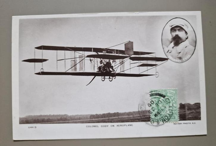 124) ORIGINELE ANSICHTKAART LUCHTVAART 1909 - COLONEL CODY, Verzamelen, Luchtvaart en Vliegtuigspotten, Gebruikt, Kaart, Foto of Prent