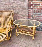 vintage retro rotan salontafel uit de jaren 60/70, Huis en Inrichting, Tafels | Salontafels, Ophalen, Zo goed als nieuw