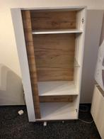 Witte vitrinekast hoogglans met houten inzet, Huis en Inrichting, Kasten | Vitrinekasten, Ophalen of Verzenden