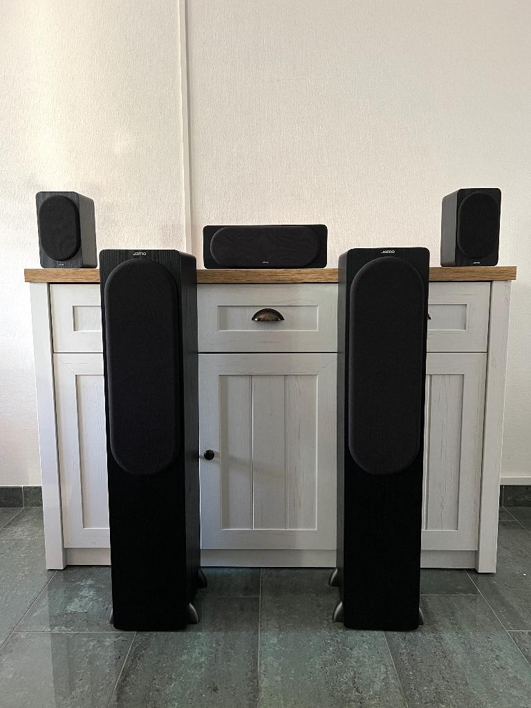 Jamo S420 Surround Speaker set (2F + C +2R), Gebruikt, 70 watt of meer, 5.1-systeem, Overige spelers