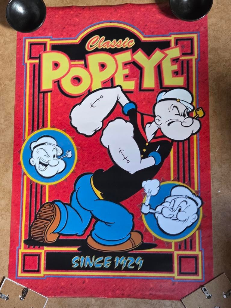 Vintage Verkerke Poster van Popeye - 93x62cm, Verzamelen, Posters, Ophalen of Verzenden