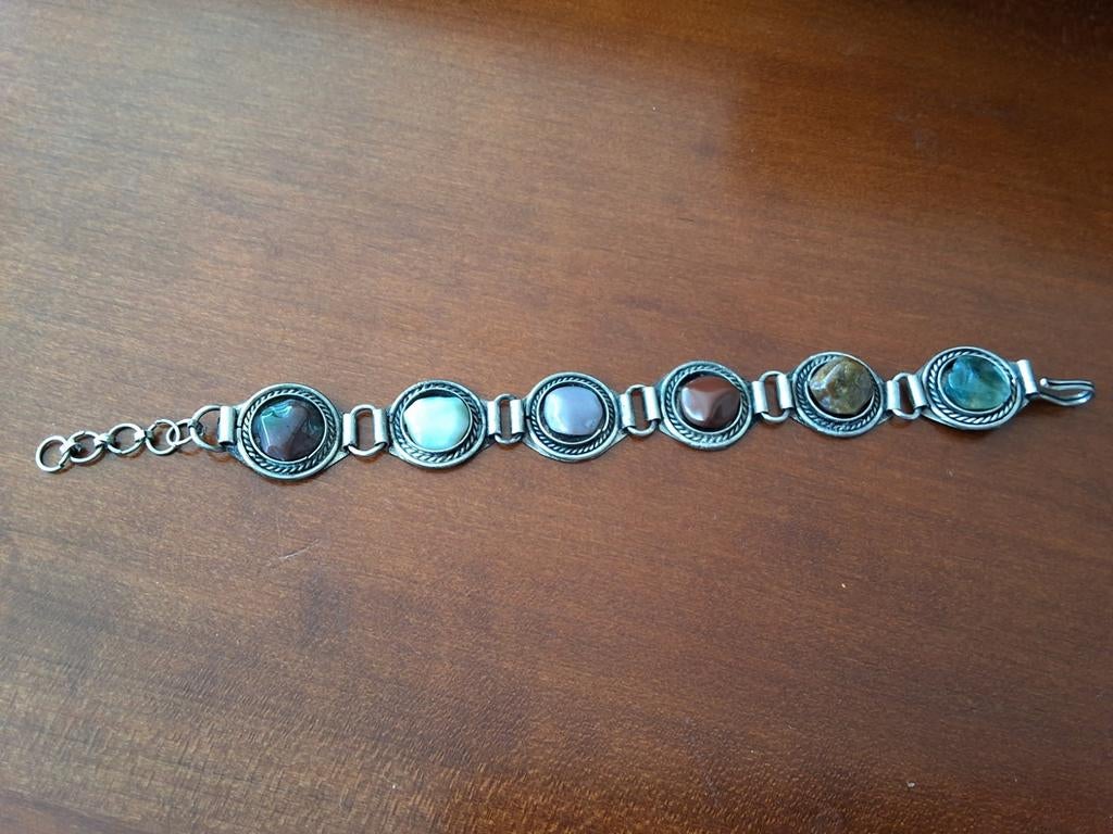 Antieke Schotse Stijl Multi-Steen Armband, Overige materialen, Gebruikt, Overige kleuren, Ophalen of Verzenden