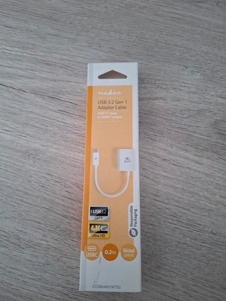 Nedis USB-C naar HDMI Adapter Kabel - 0.2m, 4K Ultra HD, Audio, Tv en Foto, Audiokabels en Televisiekabels, Nieuw, HDMI-kabel