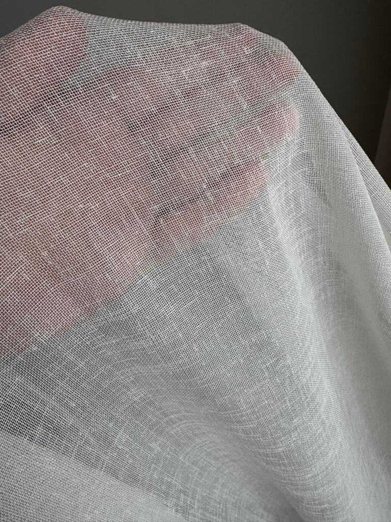 Tule gordijnen met plooi 3 stuks, Ophalen, Gebruikt, 200 cm of meer, Wit