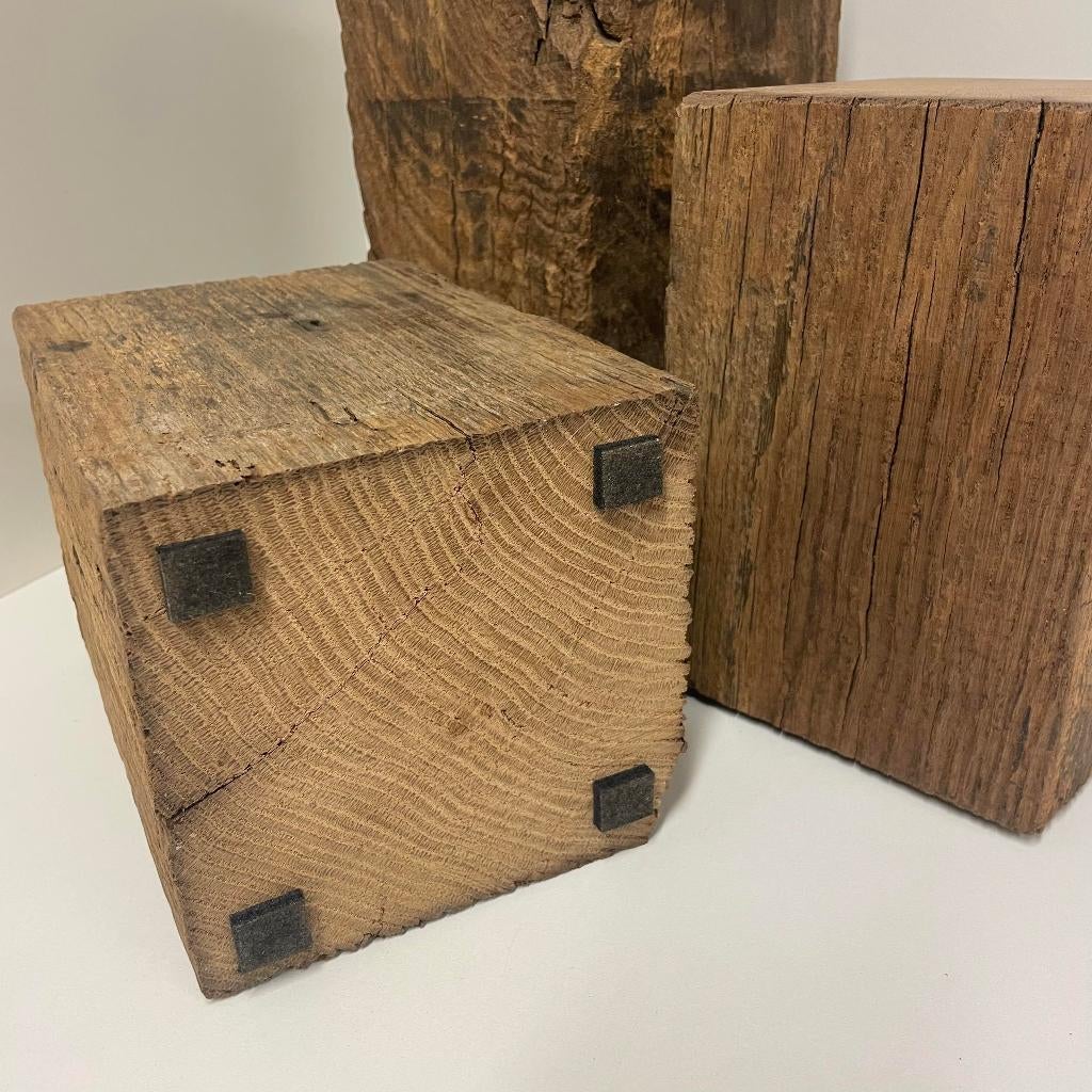 Handgemaakte 19e-eeuws eiken sokkels / zuilen – 14x14 cm, Huis en Inrichting, Woonaccessoires | Zuilen en Pilaren, Ophalen of Verzenden