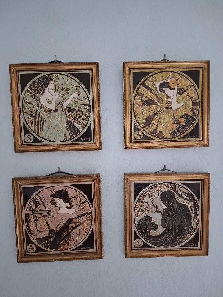 4 seizoenen Tegels 25x25 Majolica 1960s Vintage LEES, Ophalen of Verzenden