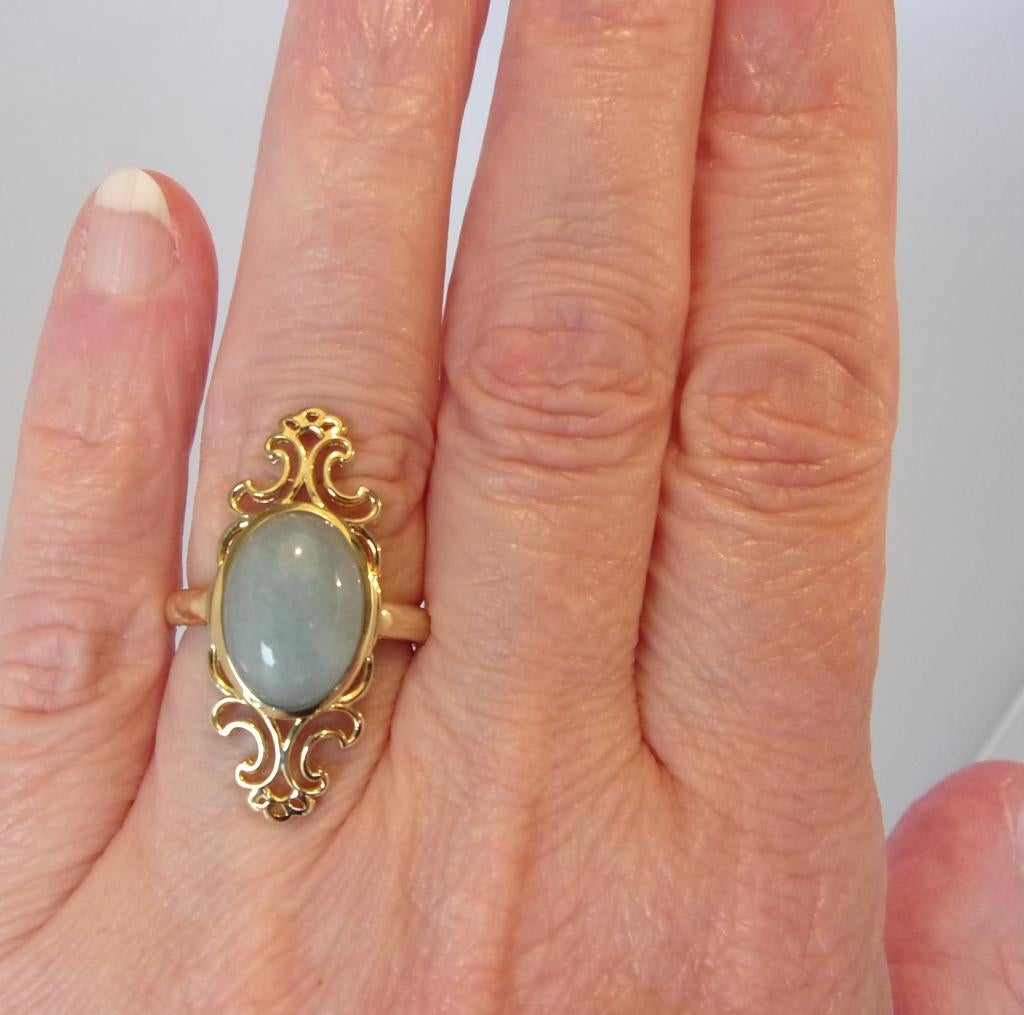 Nieuwe gouden damesring met Aquamarijn - 4,5 ct., Nieuw, 17 tot 18, Met edelsteen, Dame