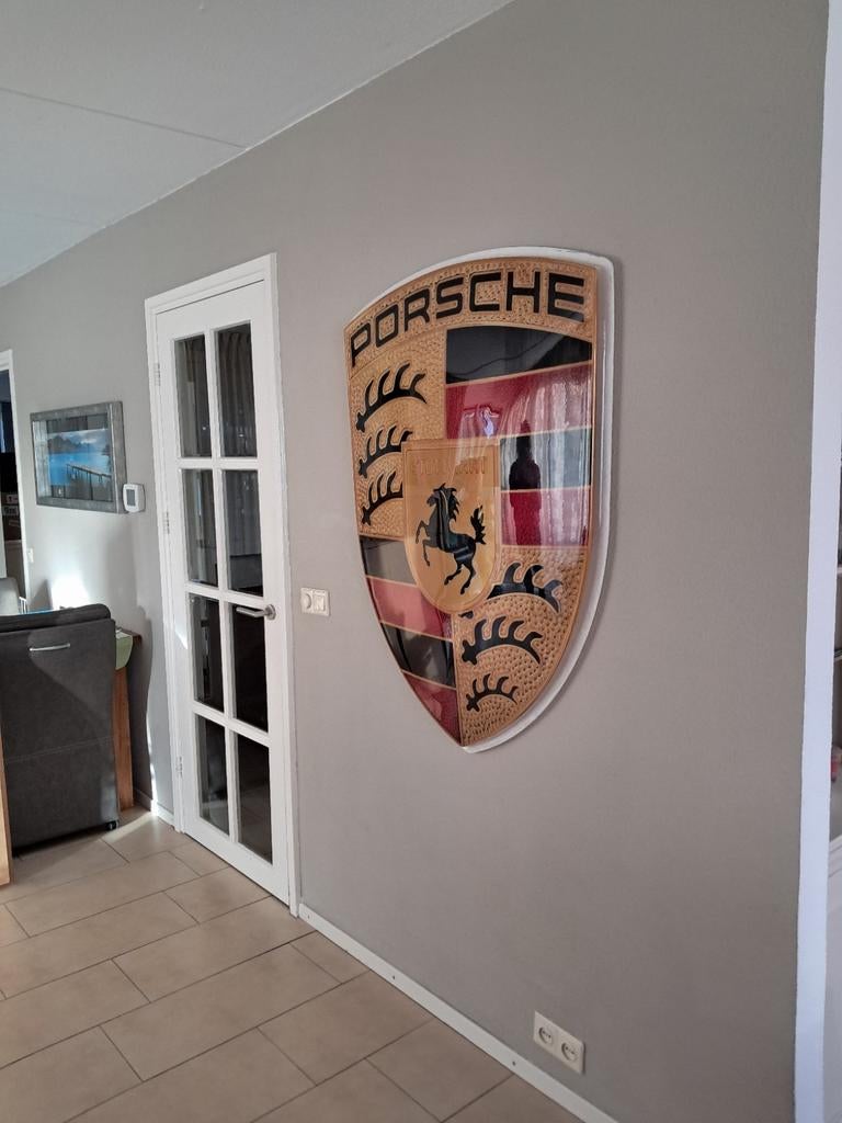 Originele Porsche reclame lichtbakplaat oude Logo jaren 80e, Ophalen, Reclamebord, Eu, Gebruikt
